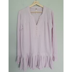 Free People Your Girl Tunic Womens S Ruffle Hem Long Sleeve Lilac Pink